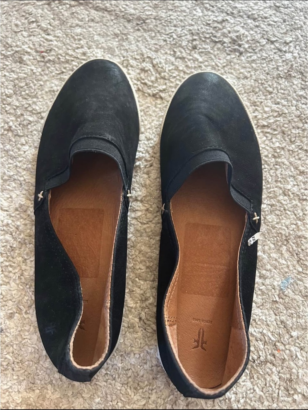Frye Black Suede Slip-On Flats
